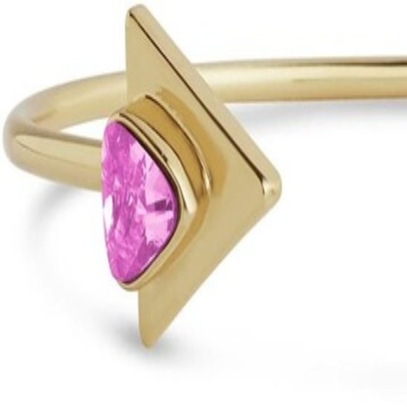14K Gold Plated Pink CZ Triangle Open Cuff - Picture 3 of 3